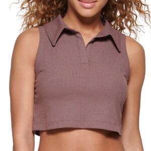 Calvin Klein Perfomance Cropped Polo Tank Top size: L NWT Brown